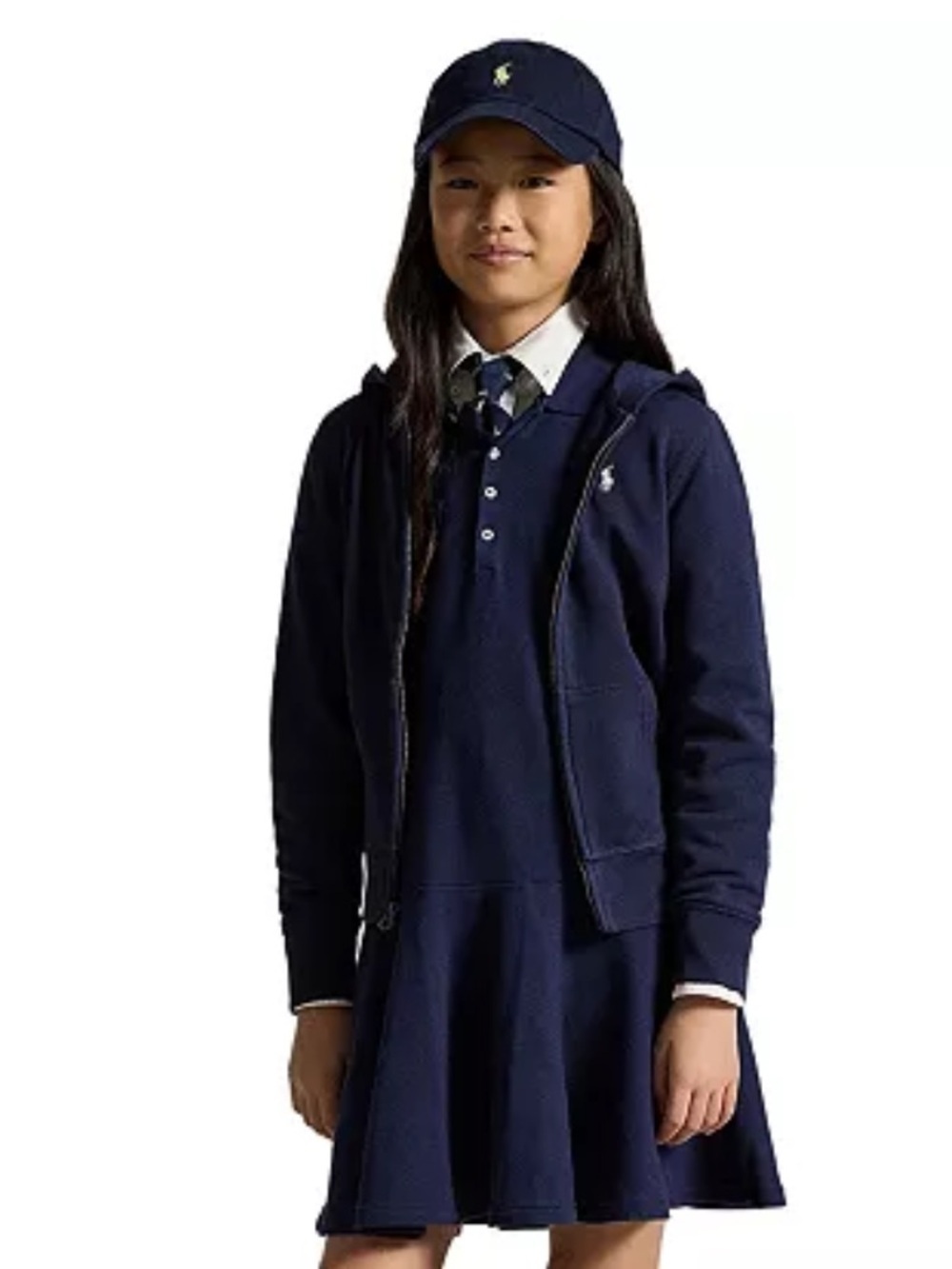 Polo Ralph Lauren Girls' 8-10 French Terry Full-Zip Hoodie Coastal Preppy